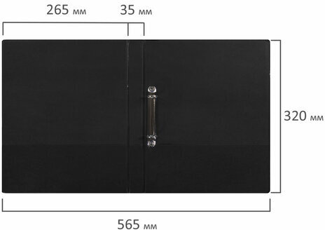 Папка на 2 кольцах BRAUBERG, картон/ПВХ, 35 мм, черная, до 180 листов (удвоенный срок службы), 228377