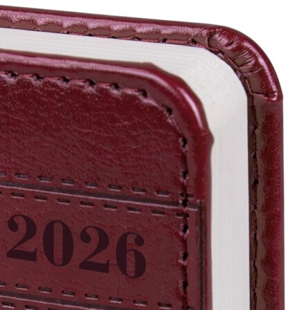 Ежедневник датированный 2026, МАЛЫЙ ФОРМАТ 100х150 мм, А6, BRAUBERG "Imperial", под кожу, бордо, 117254