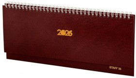 Планинг датированный 2026 300х130 мм, STAFF, гребень, обложка бумвинил, 64 л., бордовый, 117359