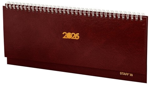 Планинг датированный 2026 300х130 мм, STAFF, гребень, обложка бумвинил, 64 л., бордовый, 117359