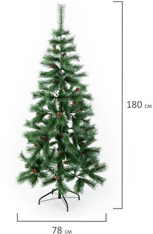 Ель новогодняя искусственная "Velvet Pinewood" 180 см, с инеем и шишками, ПВХ, ЗОЛОТАЯ СКАЗКА, 591704