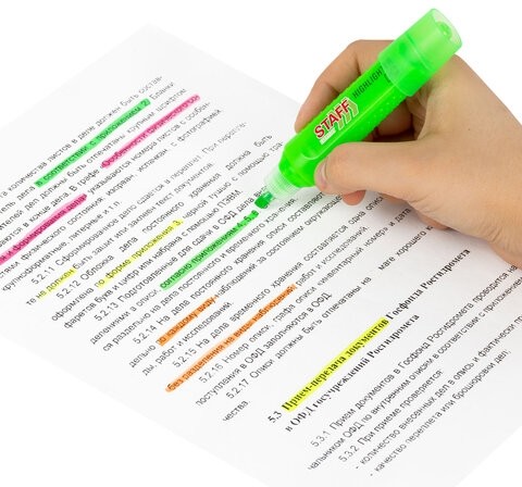 Набор текстовыделителей 4 НЕОНОВЫХ ЦВЕТА, STAFF "EVERYDAY HL-707", линия 1-5 мм, скошенный наконечник, 152548