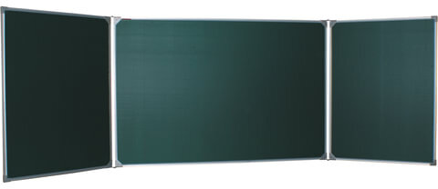Доска для мела магнитная 3-х элементная 100х150/300 см, 5 рабочих поверхностей, зеленая, BOARDSYS, ТЭ-300М