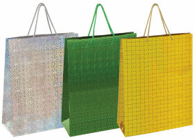 Пакет подарочный 33x12,7x44,7 см, ЗОЛОТАЯ СКАЗКА голография, ассорти 3 цвета, 606610