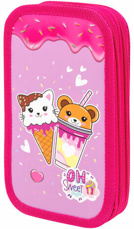 Пенал ЮНЛАНДИЯ, 2 отделения, картон с эффектом soft-touch, 19х11 см, &quot;Candy friends&quot;, 272263