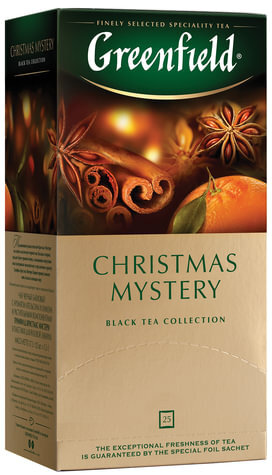 Чай GREENFIELD (Гринфилд) "Christmas Mystery" ("Таинство Рождества"), черный с корицей, 25 пакетиков, по 1,5 г, 0434-10