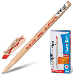 Ручка стираемая шариковая PAPER MATE &quot;Replay&quot;, КРАСНАЯ, корпус бежевый, узел 1,2 мм, линия письма 1 мм, S0190804