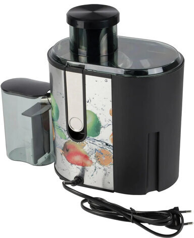 Соковыжималка POLARIS PEA 0829 Fruit Fusion, 800 Вт, стакан 0,35 л, емкость жмыха 1 л, пластик, сталь/черный, 15935