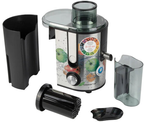 Соковыжималка POLARIS PEA 0829 Fruit Fusion, 800 Вт, стакан 0,35 л, емкость жмыха 1 л, пластик, сталь/черный, 15935