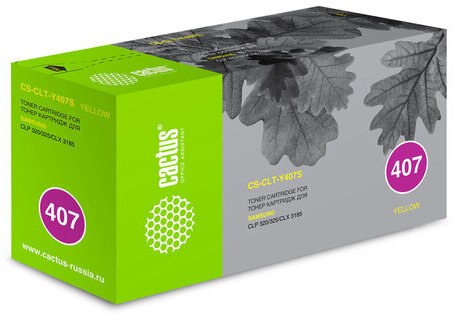 Картридж лазерный CACTUS (CS-CLT-Y407S) для SAMSUNG CLP-320/325/N, желтый, ресурс 1000 стр.