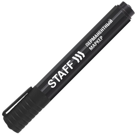 Маркер перманентный (нестираемый) STAFF "Basic" PM-733, ЧЕРНЫЙ, круглый наконечник, 2,5 мм, 150733