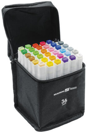 Маркеры для скетчинга двусторонние BRAUBERG ART DEBUT "WHITE", НАБОР 36 шт., чехол, 152141