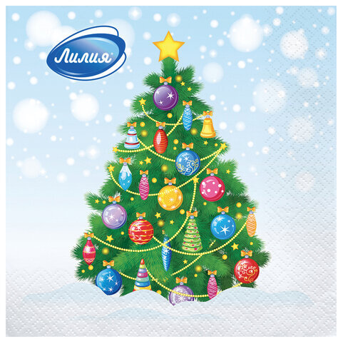 Салфетки бумажные 20 шт., 33х33 см, "Новогоднее чудо", 2-слойные, ЛИЛИЯ, 3057