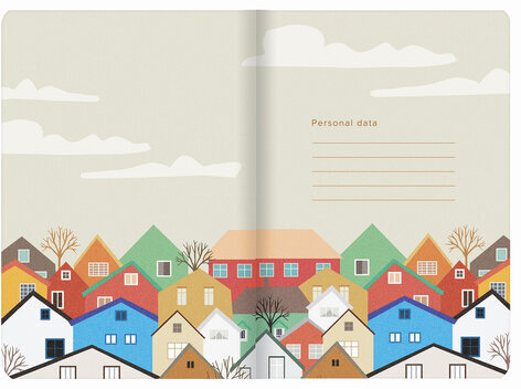 Тетрадь 40 л. в клетку обложка SoftTouch, бежевая бумага 70 г/м2, сшивка, А5 (147х210 мм), УЮТНЫЙ ГОРОД, BRAUBERG, 403787