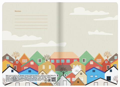 Тетрадь 40 л. в клетку обложка SoftTouch, бежевая бумага 70 г/м2, сшивка, А5 (147х210 мм), УЮТНЫЙ ГОРОД, BRAUBERG, 403787