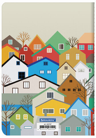 Тетрадь 40 л. в клетку обложка SoftTouch, бежевая бумага 70 г/м2, сшивка, А5 (147х210 мм), УЮТНЫЙ ГОРОД, BRAUBERG, 403787