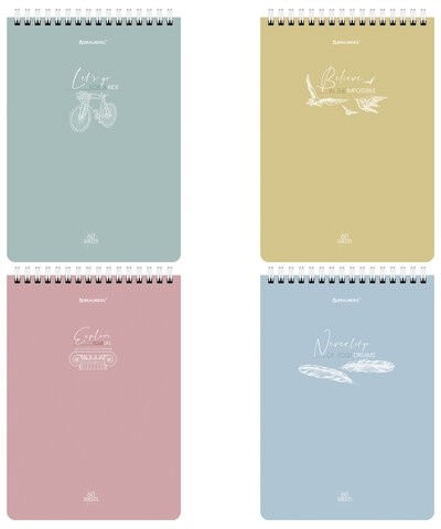 Блокнот А5 (146х206 мм), 60 л., гребень, картон, клетка, BRAUBERG, "Pastel", 114362