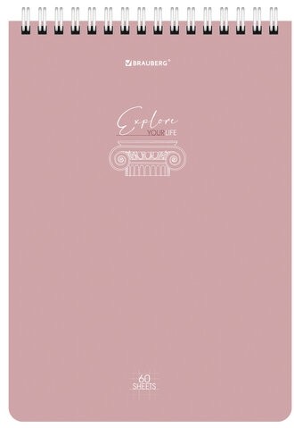 Блокнот А5 (146х206 мм), 60 л., гребень, картон, клетка, BRAUBERG, "Pastel", 114362
