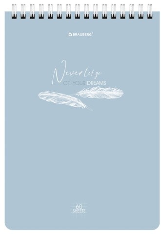 Блокнот А5 (146х206 мм), 60 л., гребень, картон, клетка, BRAUBERG, "Pastel", 114362