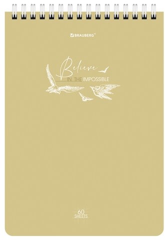 Блокнот А5 (146х206 мм), 60 л., гребень, картон, клетка, BRAUBERG, "Pastel", 114362