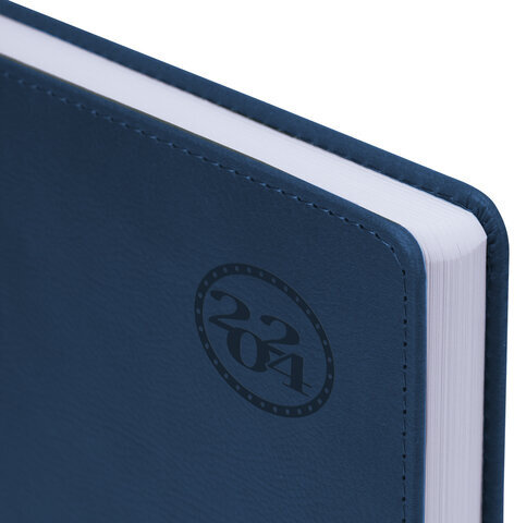 Ежедневник датированный 2024 БОЛЬШОЙ ФОРМАТ 210х297 мм А4, BRAUBERG "Favorite", под кожу, синий, 114773