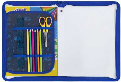 Папка для труда на молнии ЮНЛАНДИЯ А4, 1 отделение, откидная планка, органайзер, "Beware", 272224