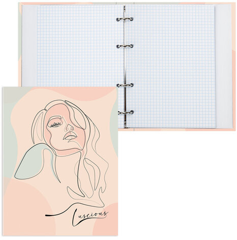 Тетрадь на кольцах А5 165х215 мм, 120 л., твердый картон, клетка, BRAUBERG, "Девушка", 404076