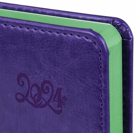 Ежедневник датированный 2024 А5 138x213 мм, BRAUBERG "Rainbow", под кожу, сиреневый, 114873