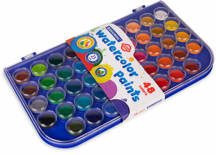 Краски акварельные BRAUBERG "PREMIUM" 48 цветов, круглые кюветы 23 мм, пенал, 191747