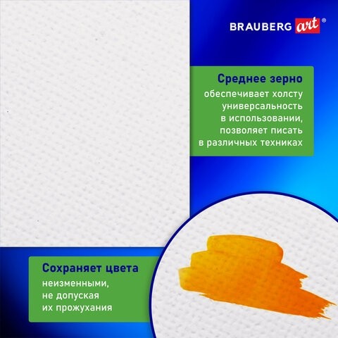 Холст на подрамнике 20х30 см, 380 г/м2, грунтованный, 100% хлопок, BRAUBERG ART, 192194