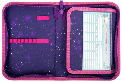 Пенал BRAUBERG, 1 отделение, 1 откидная планка, полиэстер, 21х14 см, "Space cat", 270712