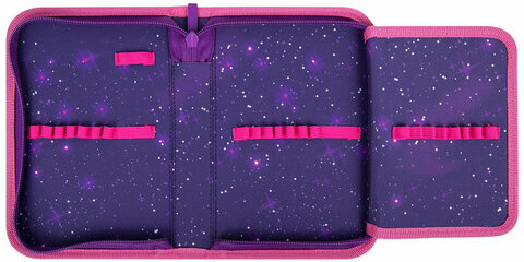 Пенал BRAUBERG, 1 отделение, 1 откидная планка, полиэстер, 21х14 см, "Space cat", 270712