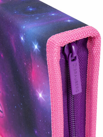 Пенал BRAUBERG, 1 отделение, 1 откидная планка, полиэстер, 21х14 см, "Space cat", 270712