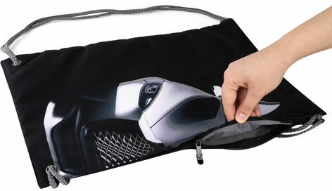 Мешок для обуви BRAUBERG PREMIUM, карман, подкладка, светоотражайка, 43х33 см, "Black car", 271623