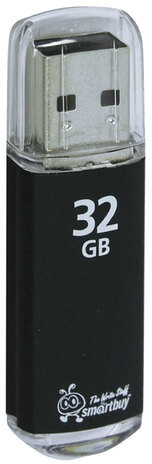 Флеш-диск 32 GB, SMARTBUY V-Cut, USB 2.0, металлический корпус, черный, SB32GBVC-K
