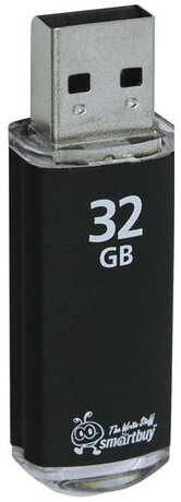Флеш-диск 32 GB, SMARTBUY V-Cut, USB 2.0, металлический корпус, черный, SB32GBVC-K