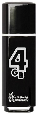 Флеш-диск 4 GB, SMARTBUY Glossy, USB 2.0, черный, SB4GBGS-K