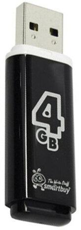 Флеш-диск 4 GB, SMARTBUY Glossy, USB 2.0, черный, SB4GBGS-K