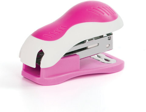 Степлер №24/6, 26/6 МИНИ BRAUBERG "JET", до 15 листов, эргономичный, бело-розовый, 227757