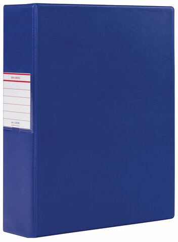 Папка на 2 кольцах BRAUBERG, картон/ПВХ, 75 мм, синяя, до 500 листов (удвоенный срок службы), 228388
