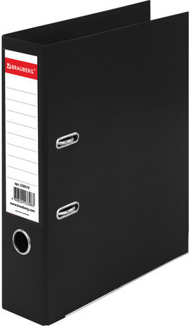 Папка-регистратор BRAUBERG "EXTRA", 75 мм, черная, двустороннее покрытие пластик, металлический уголок, 228570