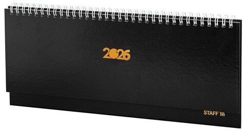 Планинг датированный 2026 300х130 мм, STAFF, гребень, обложка бумвинил, 64 л., черный, 117360
