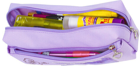 Пенал-косметичка ЮНЛАНДИЯ, 2 отделения, мягкий, "Зайка", фиолетовый, 20х7х9 см, 228989