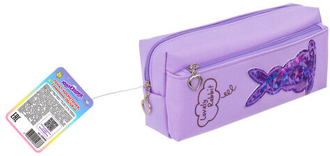 Пенал-косметичка ЮНЛАНДИЯ, 2 отделения, мягкий, "Зайка", фиолетовый, 20х7х9 см, 228989