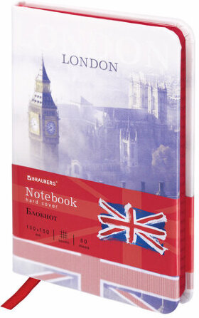 Блокнот МАЛЫЙ ФОРМАТ (100х150 мм) А6, BRAUBERG VISTA &quot;London&quot;, под кожу, твердый, 80 л., 112092