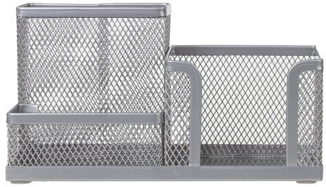 Подставка-органайзер BRAUBERG "Germanium", металлическая, 3 секции, 102*186*95 мм, серебристая, 231987