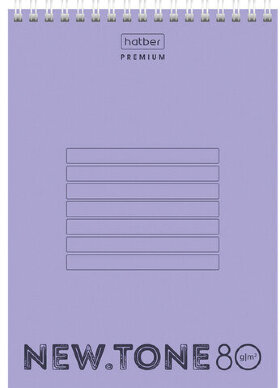 Блокнот А5 (146х205 мм) 80 л., гребень, пластик, клетка, HATBER Premium, NEWtone Лаванда, 80Б5A1гр_05019
