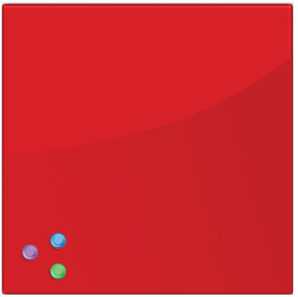 Доска магнитно-маркерная стеклянная 45х45 см, 3 магнита, КРАСНАЯ, BRAUBERG, 236737