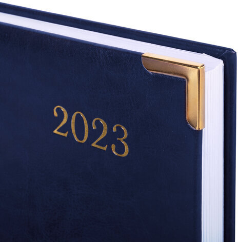 Ежедневник датированный 2023 А5 138x213 мм BRAUBERG "Senator", под кожу, синий, 114063