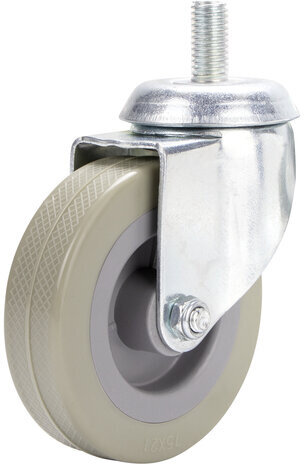 Колеса для уборочной тележки с штоком с резьбой, диаметр 75 мм, КОМПЛЕКТ 4 штуки, BRABIX, 605380